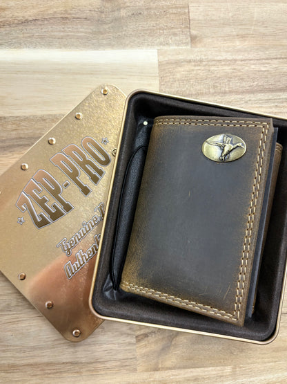 Mallard Vintage Tan Leather Trifold Wallet
