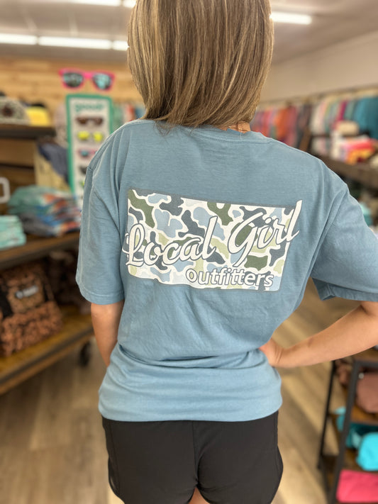 Local Girl Localflage Plate SS Tee -  Slate Blue