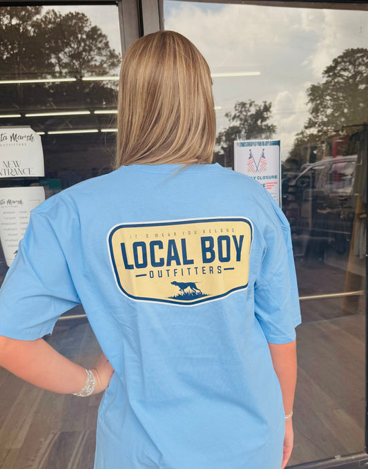 Local Boy Outfitters -Pointer Badge Tee- Washed Denim