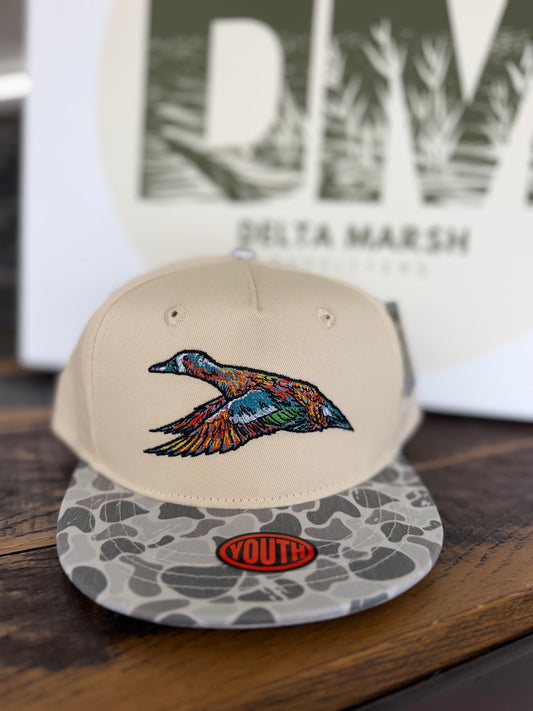 Youth Roost Mottled Canvas Marsh Camo Bill Hat (H-R-234Y)