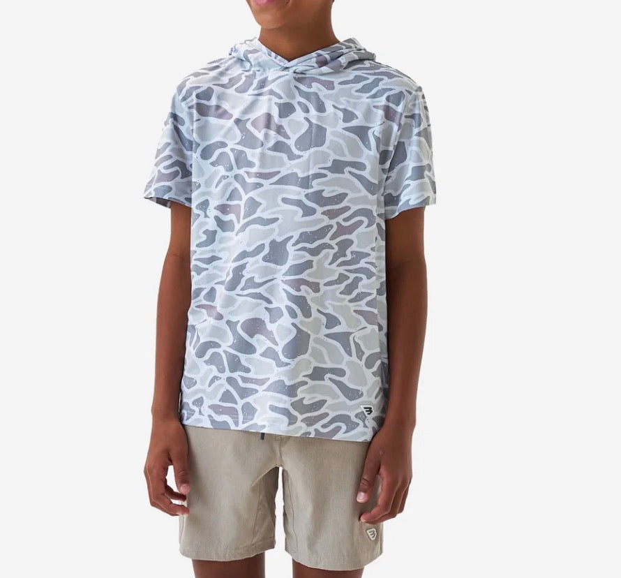 BURLEBO - Youth/Toddler SS Performance Hoodie - White Camo