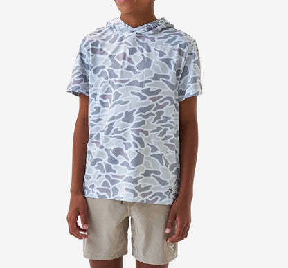 BURLEBO - Youth/Toddler SS Performance Hoodie - White Camo