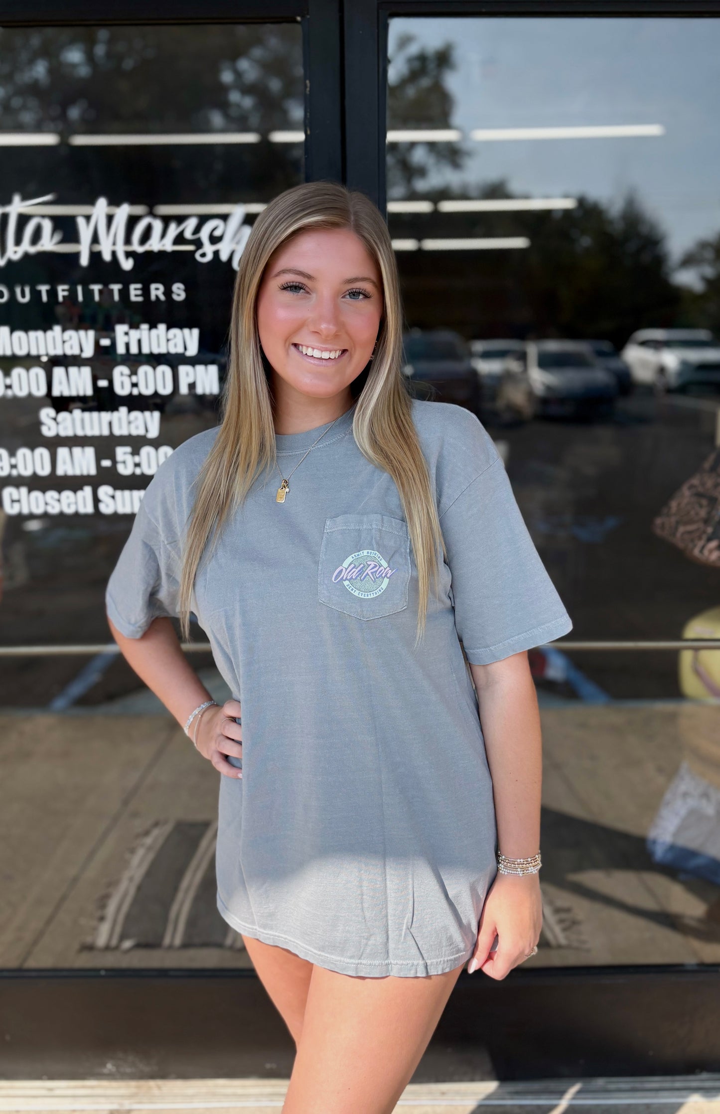 Old Row Circle Logo Pocket Tee - Granite