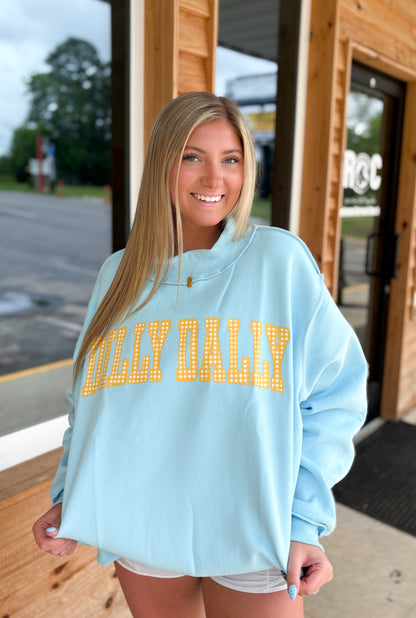 DILLYDALLY | Reversible Mockneck Sweatshirt: Blue