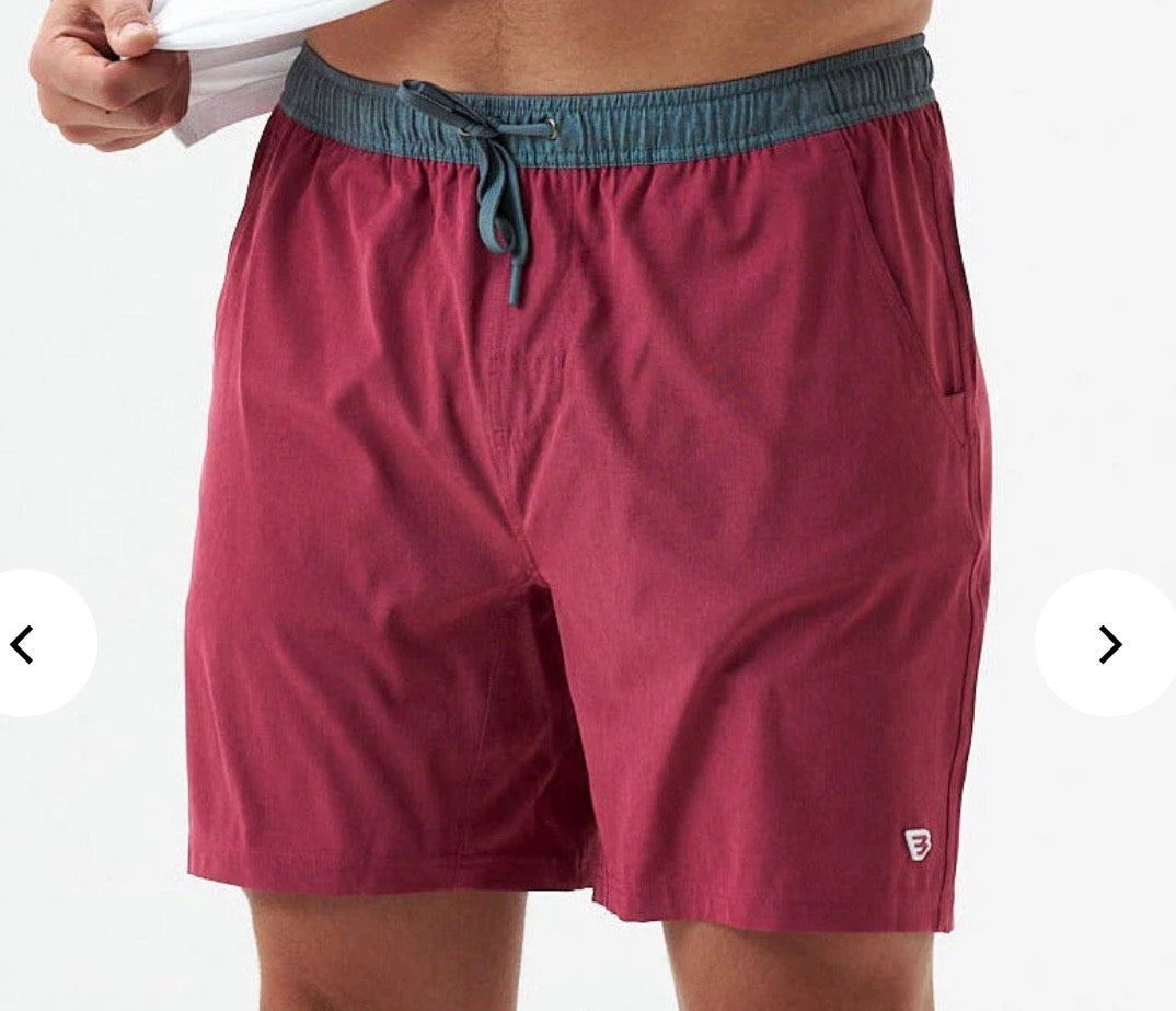 BURLEBO 7" Athletic Short - Cardinal - Topo Desert Camo Liner