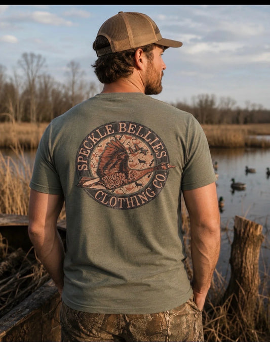 Speckle Bellies Logo #1 Pocket Tee- Khaki
