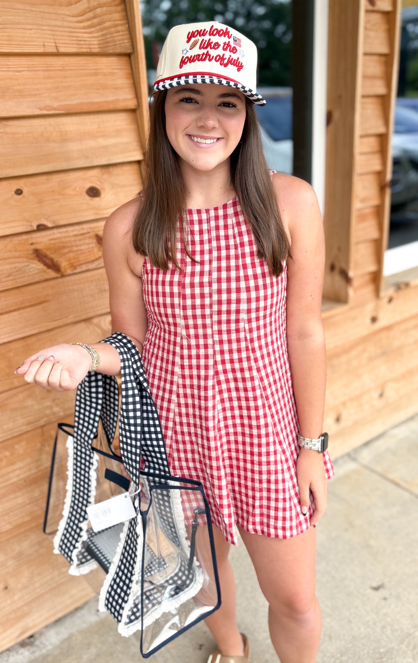 Gingham Sleeveless Baby doll Romper - RED