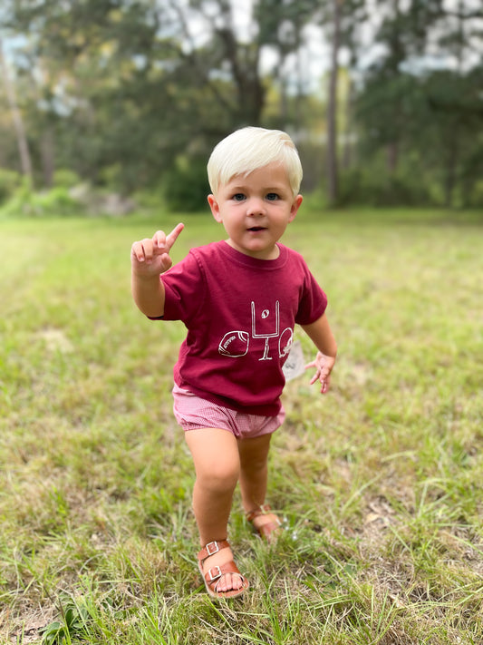 Short-Sleeve Maroon/White Football Trio