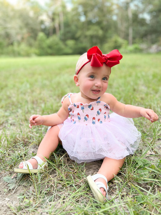 Muslin Tutu Bubble, Pink Red, White & Blue Popsicle