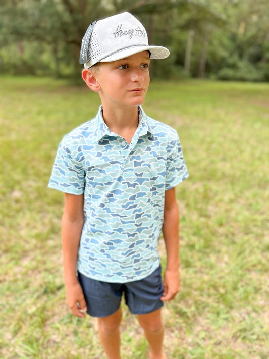 Youth Local Boy Outfitters Dirty Myrtle Polo Cool Oak Camo