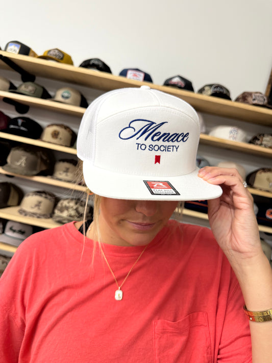 MHC Menace to Society Trucker Hat: 168 White Richardson