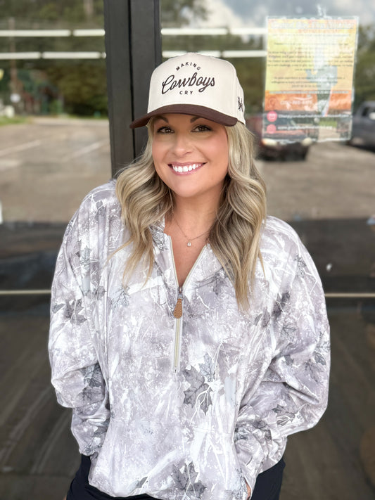 Grey Camo Quarter Zip Pullover