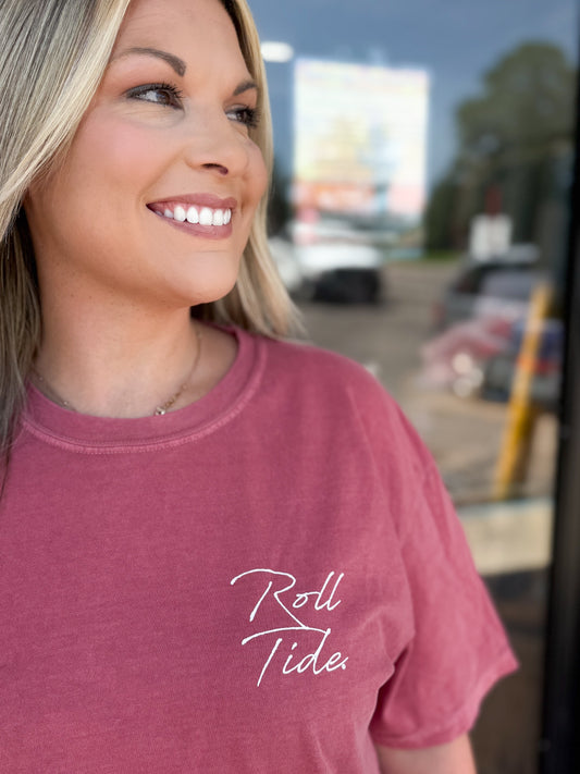 Speckle Bellies - Alabama Houndstooth Elephant Tee - Crimson