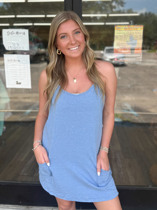 Mini Dress With Built-In Romper Liner - H Classic Blue - CS- 3405A5