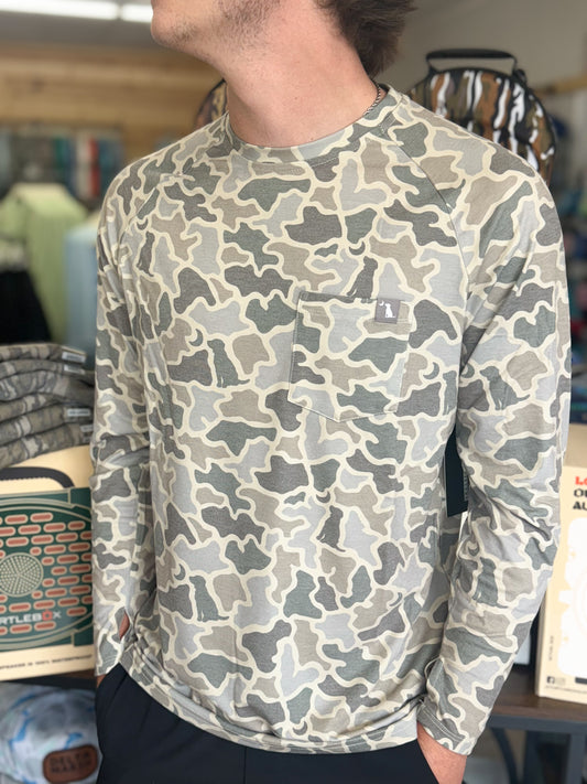 Local Boy Outfitters L/S Heather blend Crew - Sand Dog & Moon Camo
