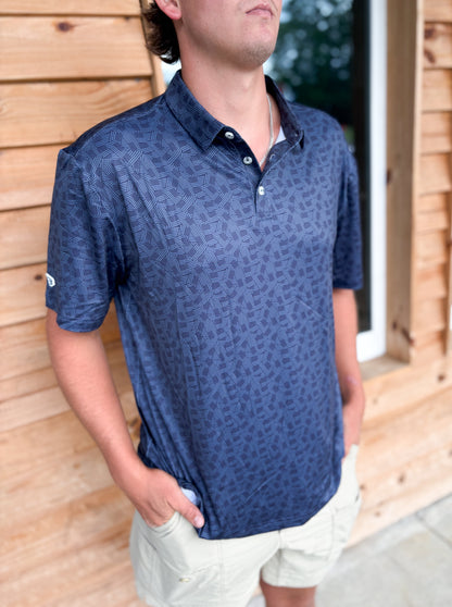BURLEBO Navy Stars & Stripes Performance Polo
