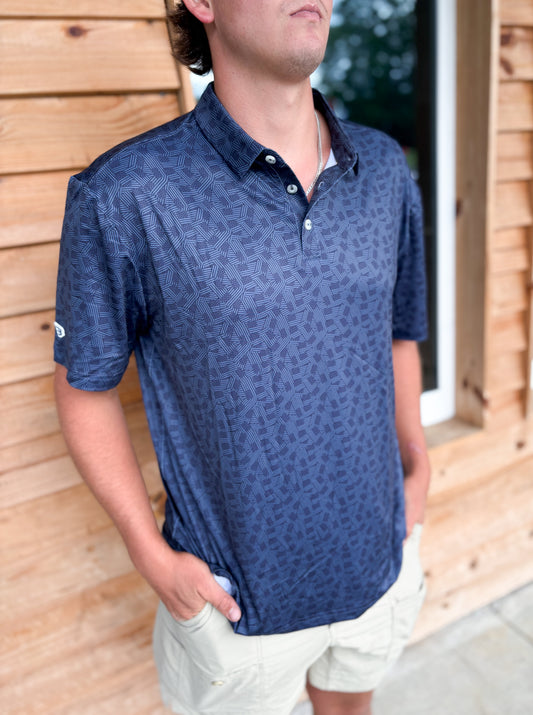BURLEBO Navy Stars & Stripes Performance Polo