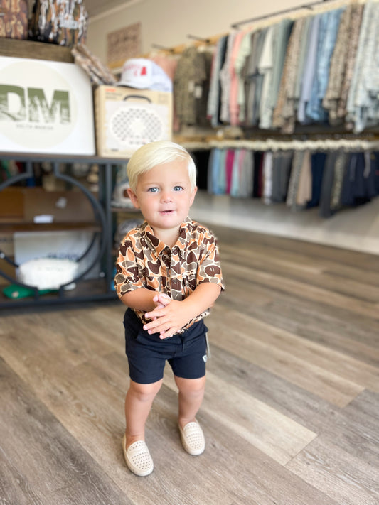 Toddler Fieldstone S/S Woodlands Camo Button Down (R634)