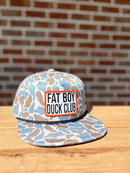 Fully Flocked Fat Boy Duck Club Patch Blue 5 panel Performance Hat - FF013B
