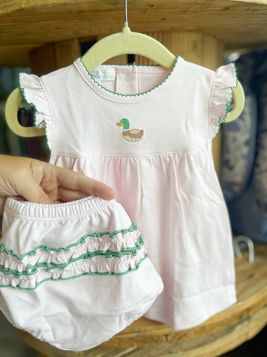 Mini Mallard Embroidered Diaper Cover Set - Pink