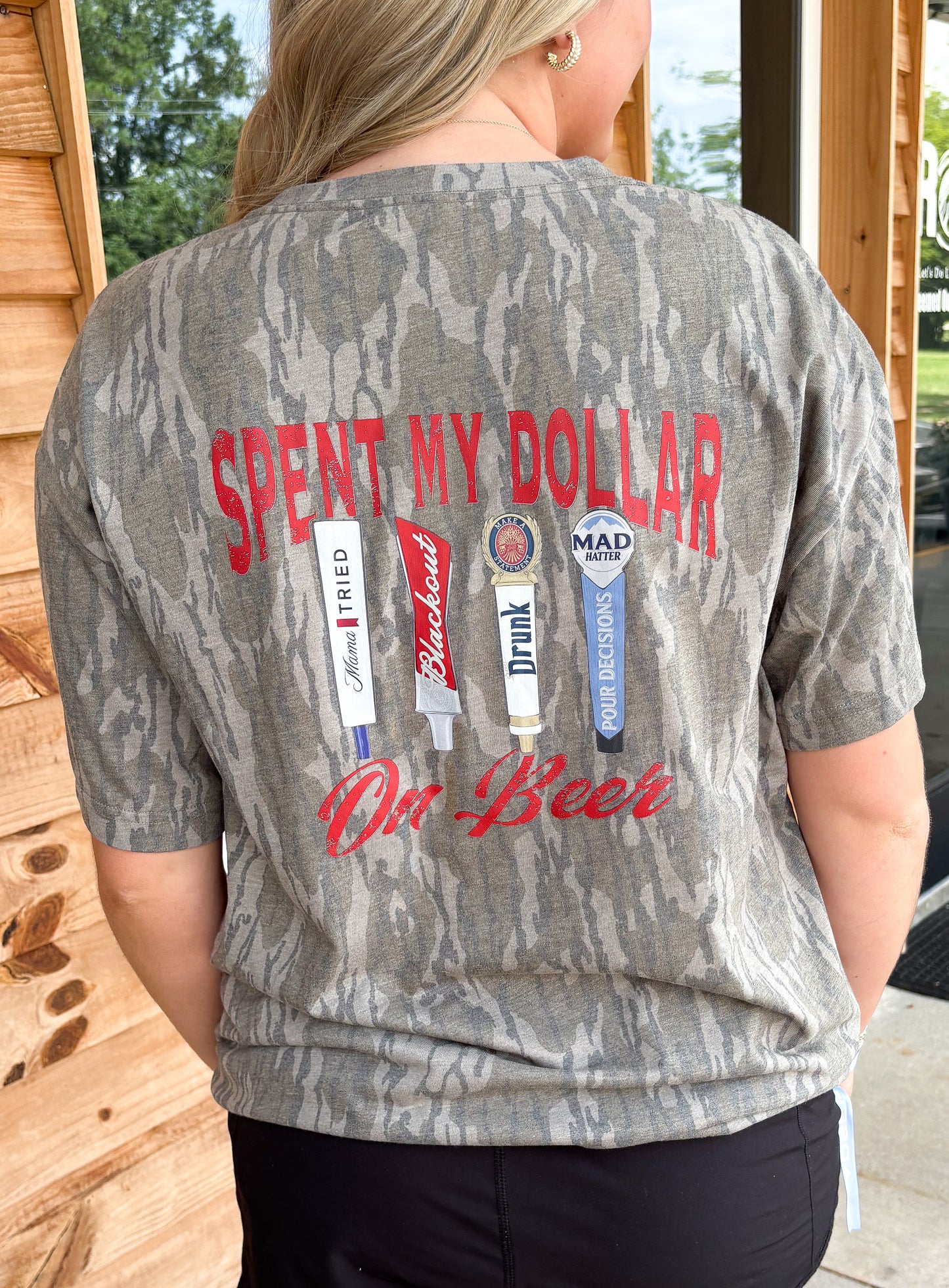 MHC Spent My Dollar On Beer T-Shirt: Mossy Oak Bottomland
