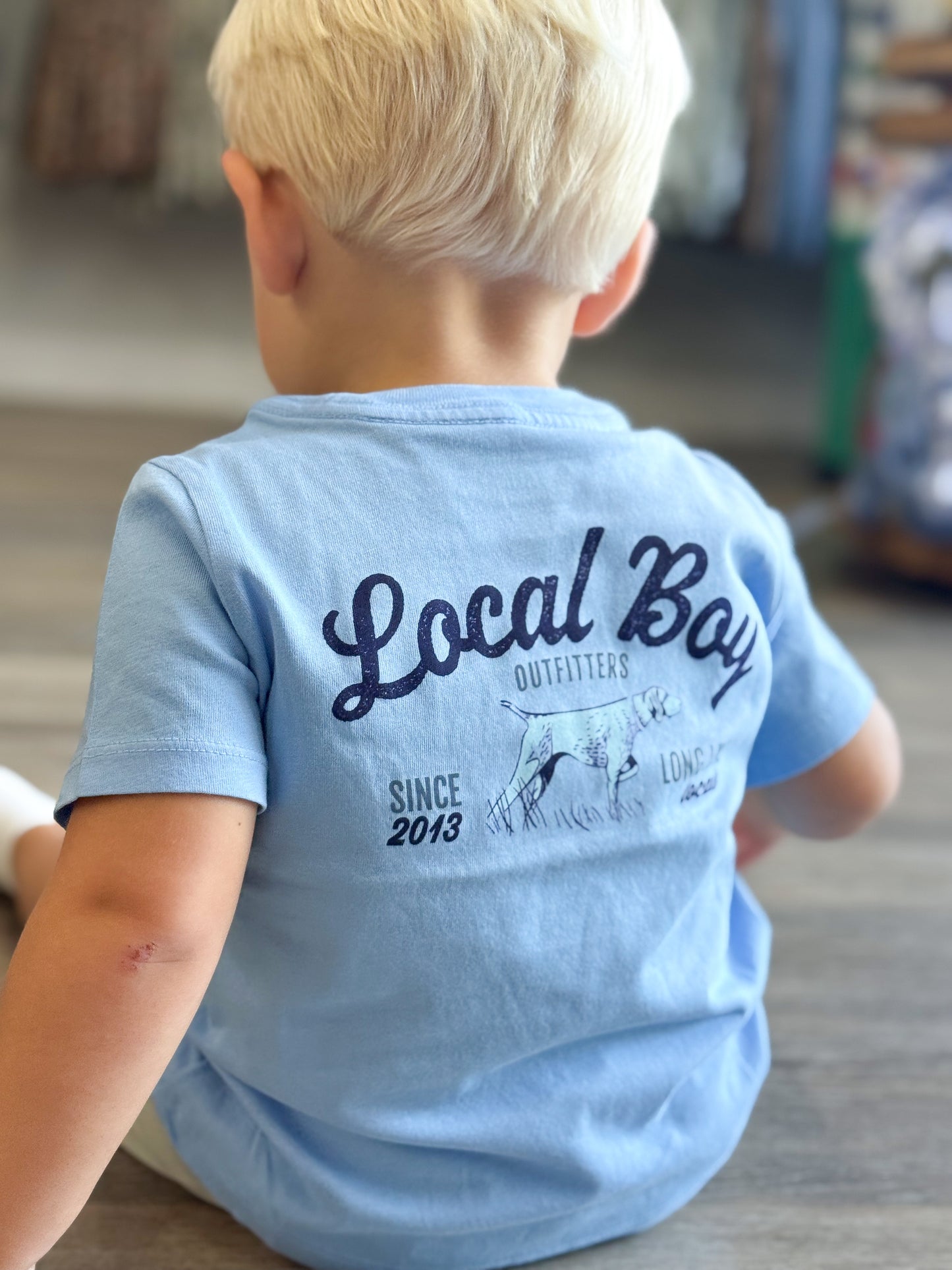 Toddler Local Boy Bird Dog Arch SS Tee - Washed Denim