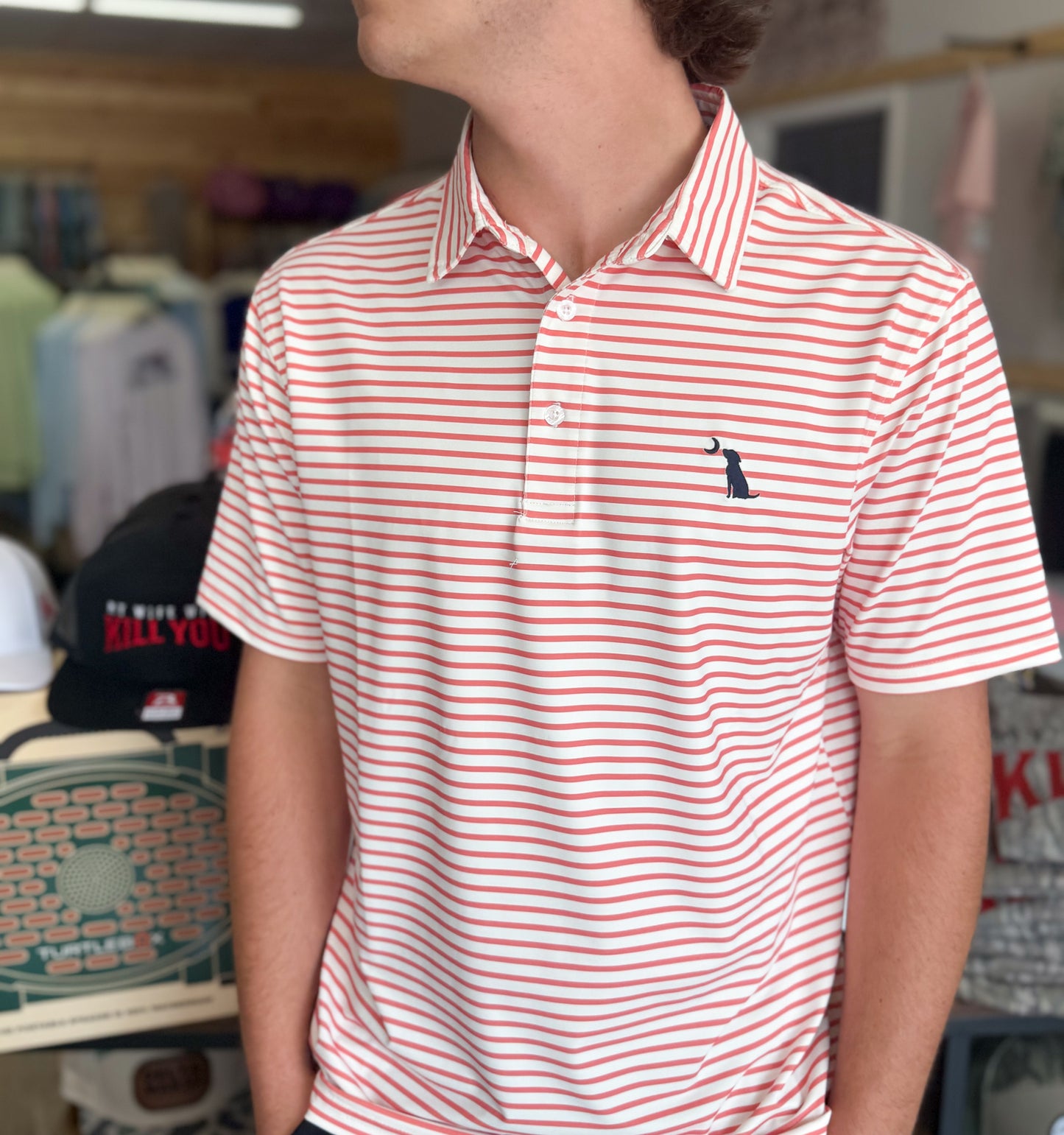 Local Boy Outfitters - Edisto Stripe Polo - Coral