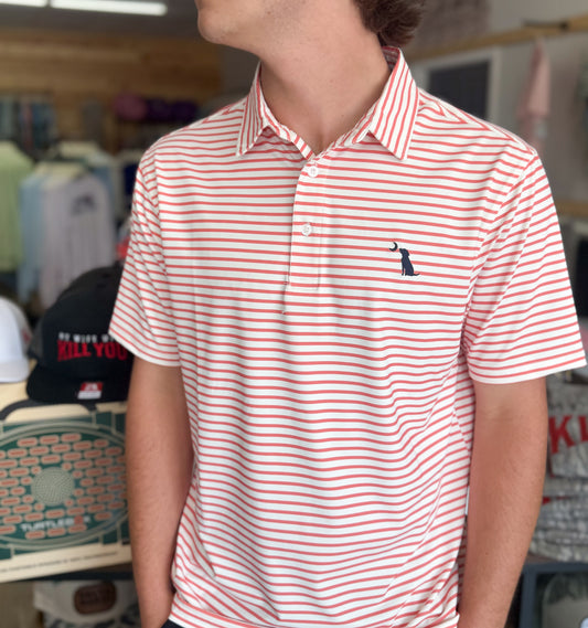 Local Boy Outfitters - Edisto Stripe Polo - Coral