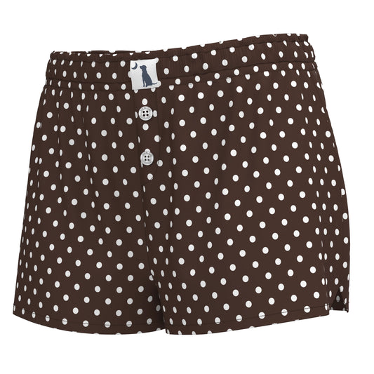 Local Girl Boxer Shorts - Espresso Polka Dot