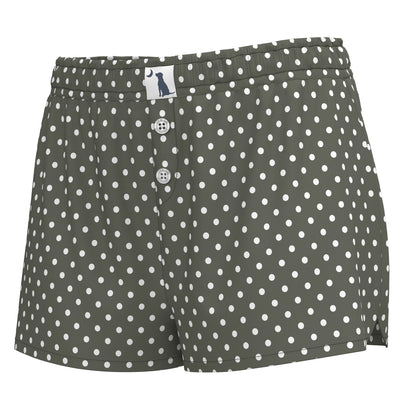 Local Girl Boxer Shorts - Olive  Polka Dot