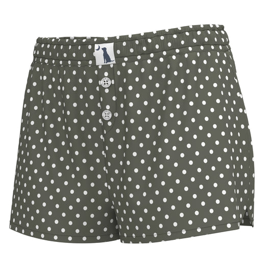 Local Girl Boxer Shorts - Olive  Polka Dot