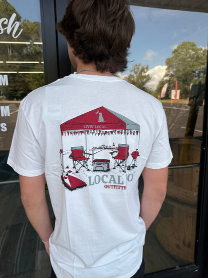 Local Boy Tailgate Scene SS Tee - Crimson/Lt Gray/White