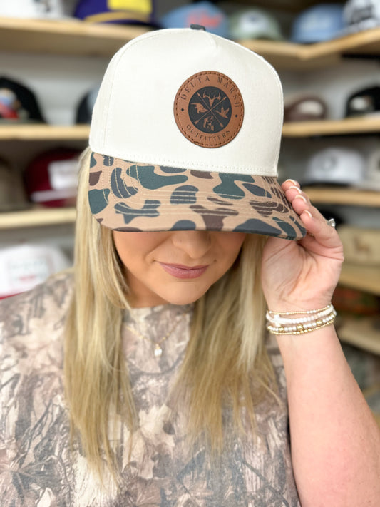 Delta Marsh - Leather OG Logo - Natural/Vintage Old School Camo