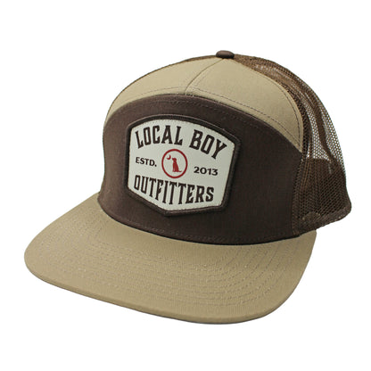 Local Boy Butcher Patch 7 Panel Hat- Light Brown/Brown