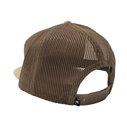 Local Boy Lucky Text 7 Panel Hat- Tan/Dark Tan