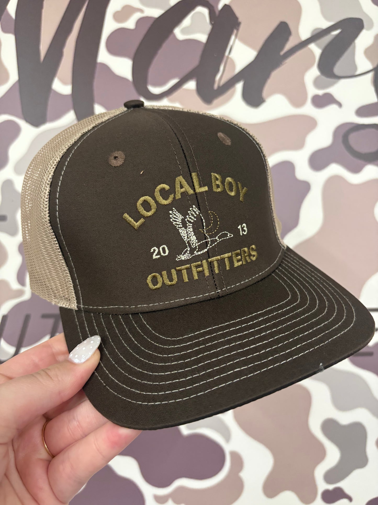 Local Boy Duck Lines Trucker Hat- Brown/Khaki
