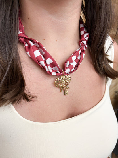Gameday Scarf Necklaces: Burgundy/White