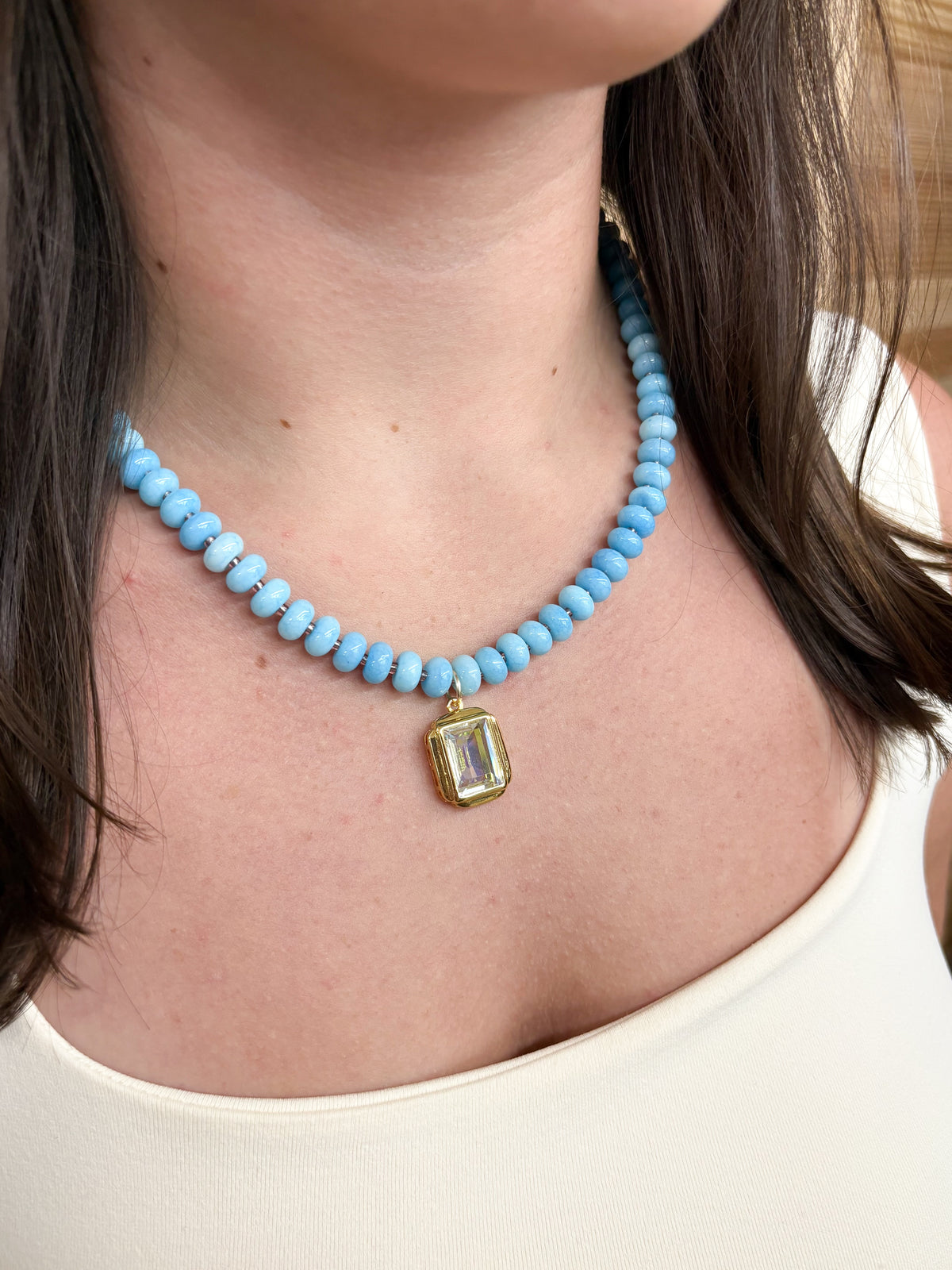 Candy Beaded Necklace: Blue