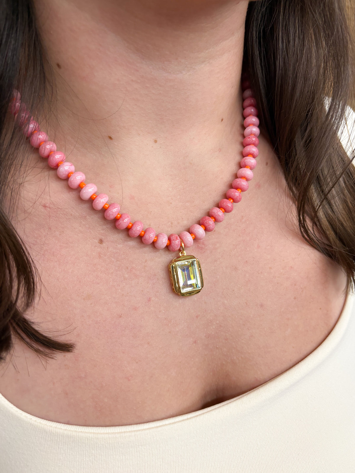 Candy Beaded Necklace: Pink