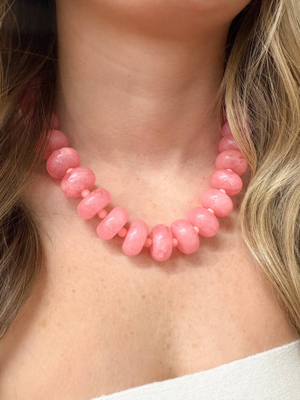Circle Bauble Ball Necklace - Pink