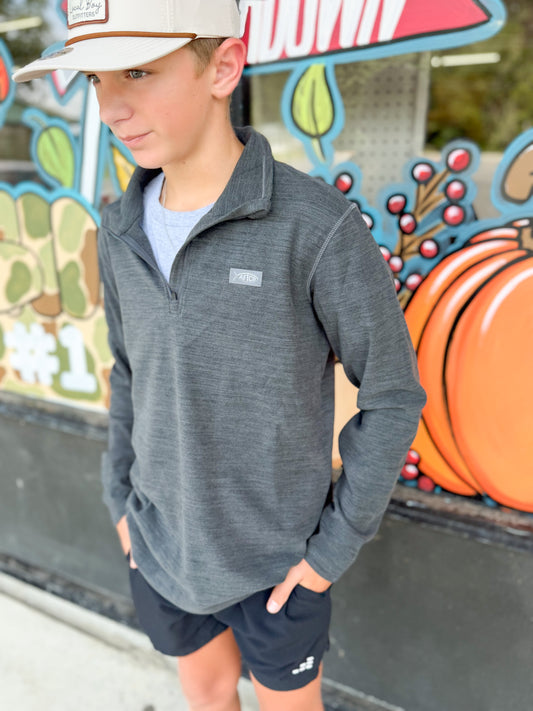 Youth Aftco Coastal Layer 1/4 Zip - Black Heather