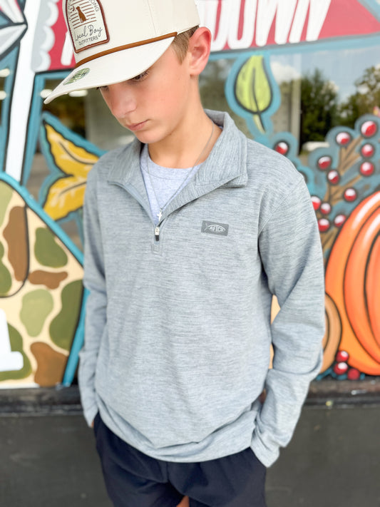 Youth Aftco Coastal Layer 1/4 Zip - Steel Heather