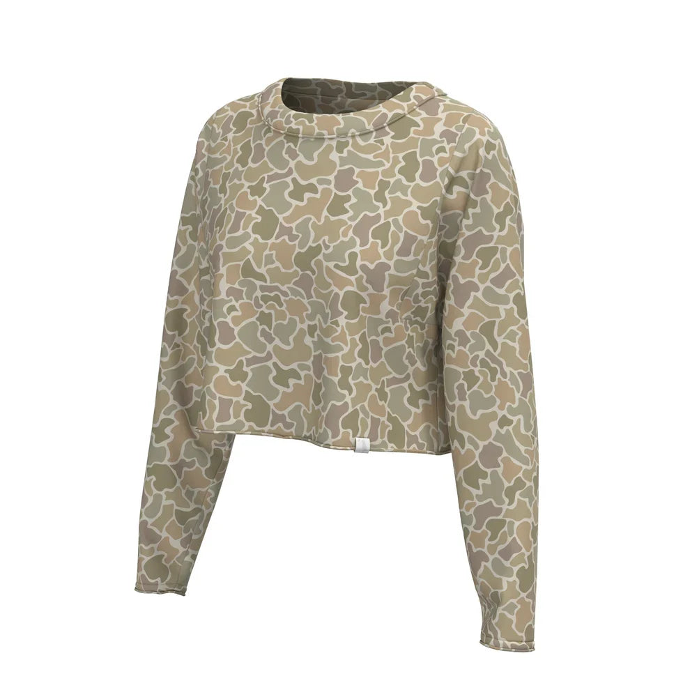 Youth Local Girl Boxy Crop LS Tee- Forest Camo Desert