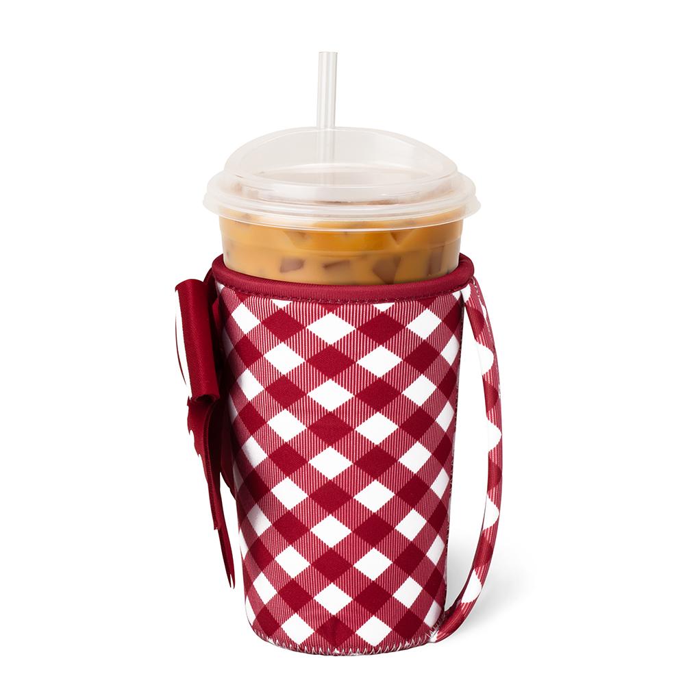 Swig Gameday Gingham Crimson Iced Cup Coolie (Medium)