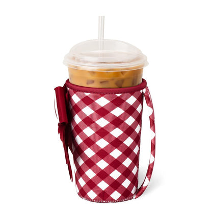 Swig Gameday Gingham Crimson Iced Cup Coolie (Medium)