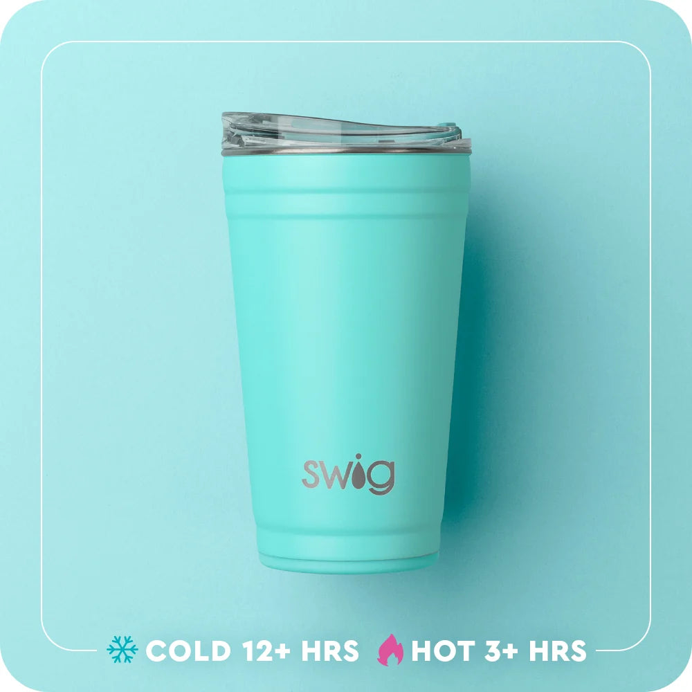 Swig Gameday Gingham Navy & Orange Party Cup 24 Ounce