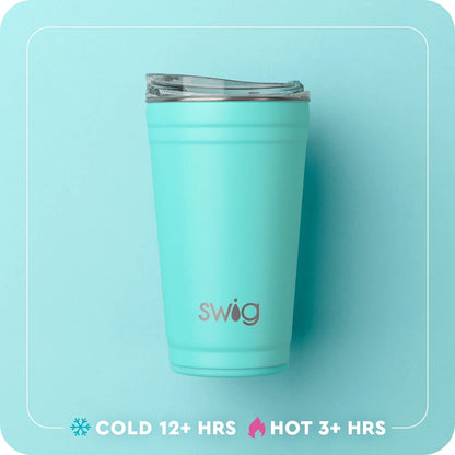 Swig Gameday Gingham Navy & Orange Party Cup 24 Ounce