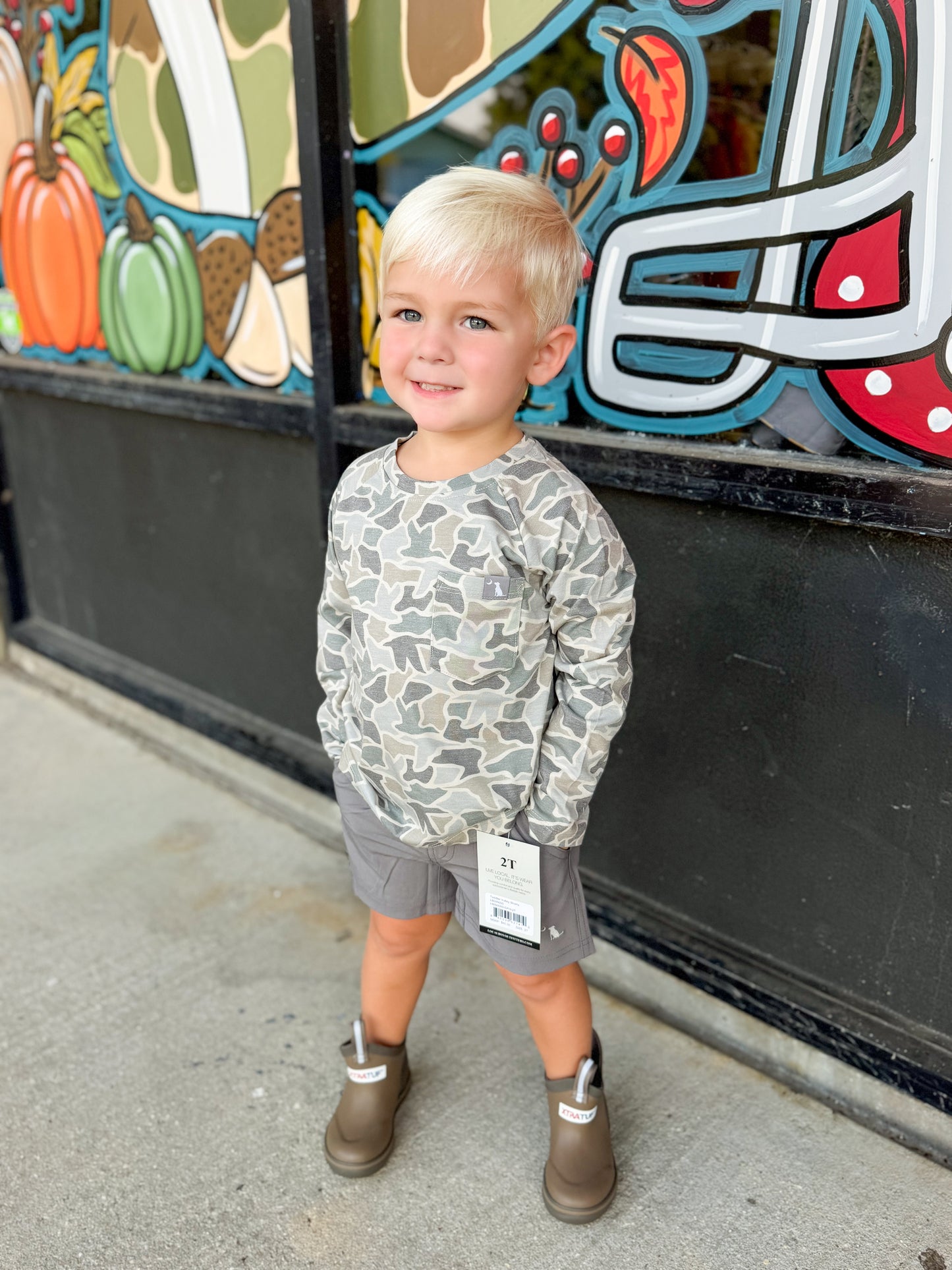Local Boy Toddler Heather Blend Crew - Sand Dog Camo