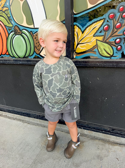 Local Boy Toddler Heather Blend Crew - Brush Camo