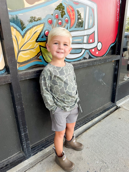 Local Boy Toddler Heather Blend Crew - Brush Camo